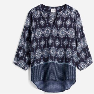 Olive and Oak Split Neck Blouse - Stitch Fix - Navy